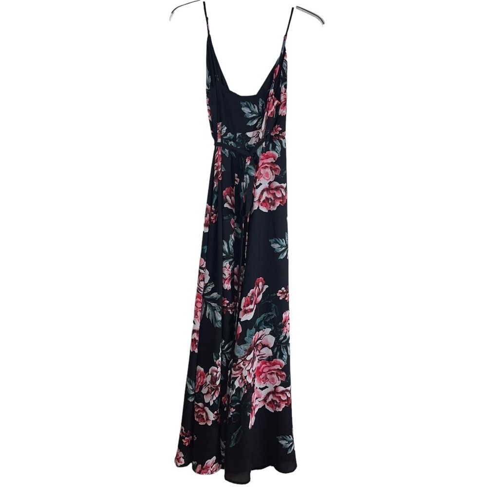Lulus black floral wrap maxi dress. Size small. GUC - Picture 4 of 9